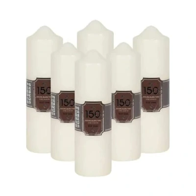 Image of Decorative Long Lasting Unscented Overdipped Church Pillar Candle Set Slow Burning Giant Festive for Home Decor with 150 Hr Burn Time Smokeless Votive Candles White (White Pack of 6)