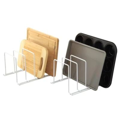Image of simplywire Baking Tray and Chopping Board Racks Pack of 2 Pan Storage Kitchen Cupboard Organiser White
