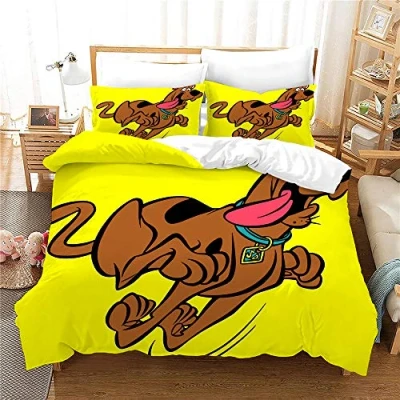 Image of NICHIYO Scooby Doo, Bed Linen Set, Duvet Cover and Pillowcase, Microfibre, 3D Digital Print Three Piece Bedding (Duvet + Pillowcases) (20, Doubie 200 x cm)
