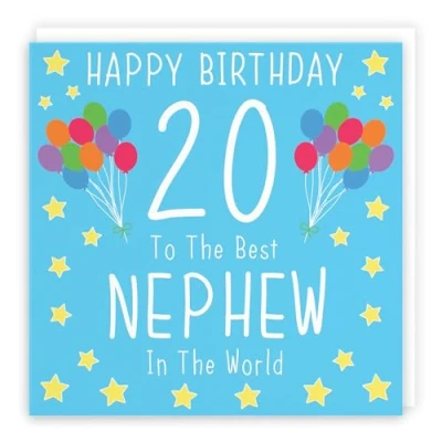 Image of Hunts England Nephew 20th Birthday Card Happy 20 To The Best In World Iconic Collection Fun Colourful