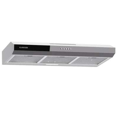 Image of Klarstein Contempo 90 Under Cabinet Hood, 90cm Kitchen Hood with 200 m3/h Airflow, LED Lighting, Energy Class C, Aluminium Grease Filters, Recirculation Option, Silver