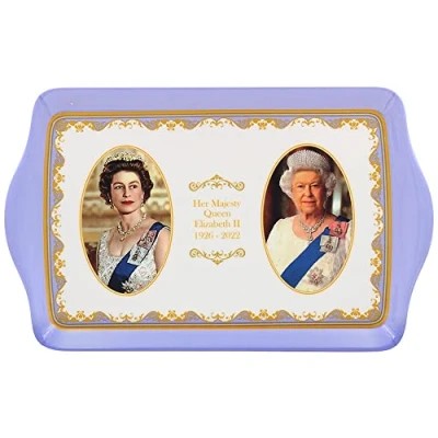Image of The Leonardo Collection Her Majesty Queen Elizabeth II Commemorative Large Tray L38cm Souvenir Memorabilia, White