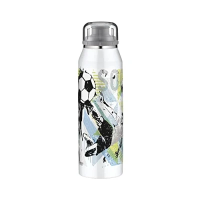 Image of Alfi isoBottle 5677.204.050 Children&#039;s Drinking Bottle Football Thermos Flask, Stainless Steel Insulated Water 5677.204.050, Flask Hot 12 Hours Cold 24 BPA Free, Goal