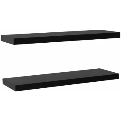 Image of vidaXL Floating Wall Shelves 2 pcs, Black Modern Design, Easy to Install, Compact Size, Durable Painted MDF, Ideal Storage for Home, Office or Dorm