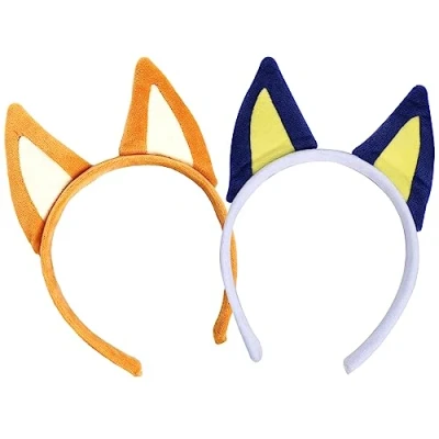 Image of 2pcs Dog Ears Headbands, Cat Headband Party for Animal Cosplay Birthday Supplies Halloween Costume Accessories (Blue, Orange)