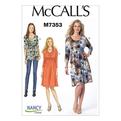 Image of Mccall&#039;s Patterns 7353, Misses Top and Dresses,Sizes 14 22, cotton, E5 (14 16 18 20 22)