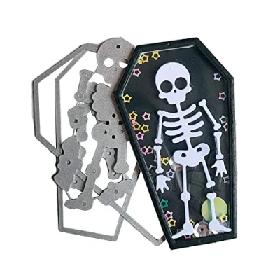 Image of Christol Halloween Skull Coffin Metal Cutting Dies DIY Stamps Crafts Template Mold Stencils for Embossing Scrapbooking Photo
