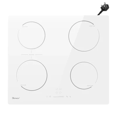 Image of GlONlEN Plug in Induction Hob White 13 Amp 2800W,60cm Integrated Electric Cooktop with Bridge Zone, 4 Cooking Rings,Built Cooker