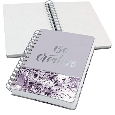 Image of SIGEL JN607 Spiral notebook premium A5, dotted, hardover, marble pattern, violet/White Jolie