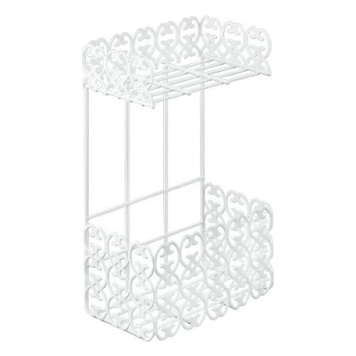 Image of Metaltex Florenz 2 Tier Bathroom Towel Holder, Steel, White, 22 x 13 34 cm