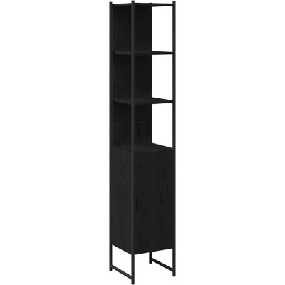 Image of vidaXL Bathroom Cabinet Black Oak Engineered Wood/Metal Sleek Wall Mounted Vanity Unit with Ample Storage for Modern Bathrooms