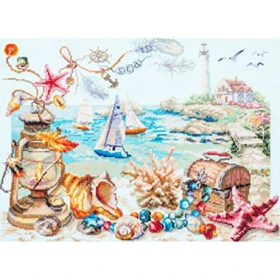 Image of Magic needle 250 707 ZW Sea Breeze Counted Cross Stitch Kit Zweigart Edition Cotton Multi Coloured 40 x 31 cm
