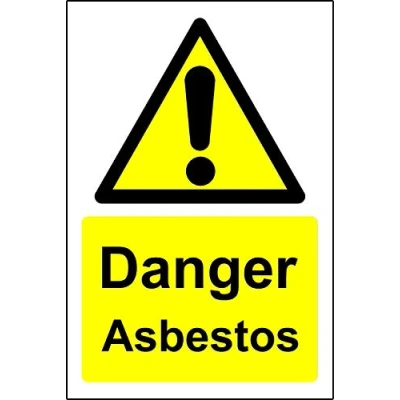 Image of Warning sign Danger asbestos Safety 1.2mm Rigid plastic 150mm x 100mm