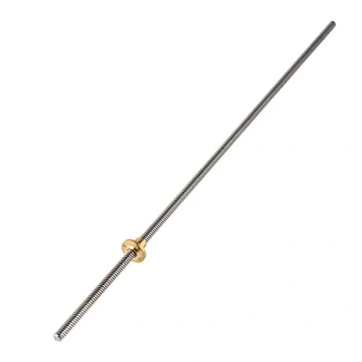 Image of Diyeeni 3D Printer Accessories T8 Trapezoidal Lead Screw + Nut, Pitch 2mm 8mm, Stainless Steel, for Stepper Motor(500mm)