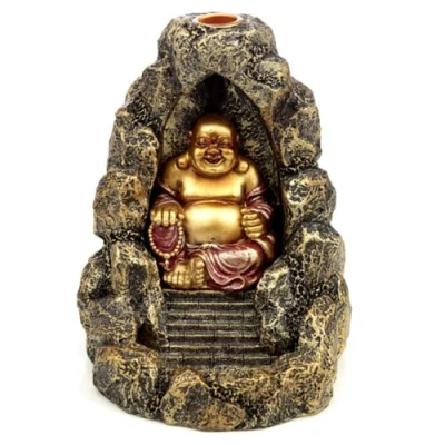 Image of Puckator Chinese Buddha Backflow Incense Burner Home Zen Meditation Decor Accessories Waterfall Cone Spiritual Feng Shui Gothic Goth Relaxation Gifts Gift Desk Ornaments