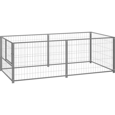 Image of vidaXL Dog Kennel Silver 200x100x70 cm Steel