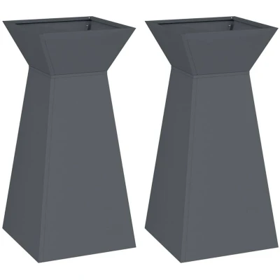Image of vidaXL Plant Stand Anthracite Plastic 35 x 73 cm Decorative Inlays