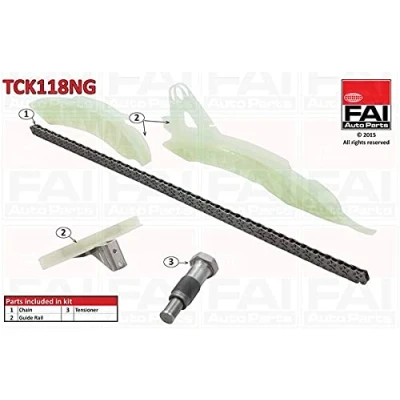 Image of 0816H9, 9822827180, V861831780 Timing Chain Kit FAI AutoParts TCK118NG with gears, without gaskets/seals Simplex, Bolt MINI: Hatchback, Clubman