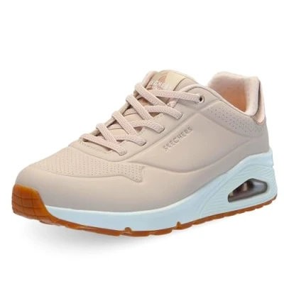 Image of Skechers Women&#039;s UNO Shimmer Away Sneaker, Natural, 8 UK