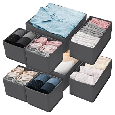 Image of Withosent Drawer Organisers Storage Box for Underwear Clothes,Set of 8 Foldable Wardrobe Drawers Closet Divider Cubes Containers Underwear, Bras, Socks, Scarves and Ties