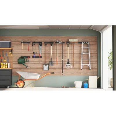 Image of vidaXL Garden Tool Storage Racks Wall Mounted 8 pcs Black Steel