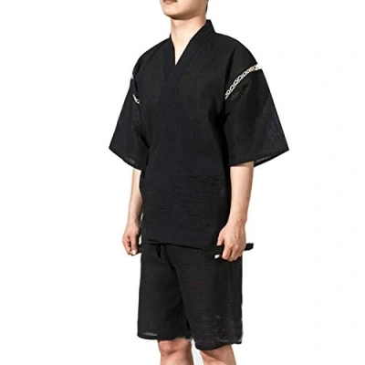 Image of Jinbei Men&#039;s Japanese Style Dressing Gown Kimono Pajamas Suit Size XL A10
