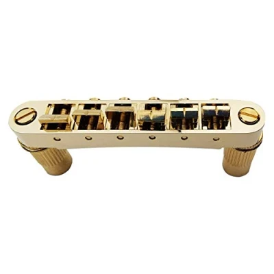 Image of Guyker Guitar Saddle Bridge Tune O Matic Bridges with Post Hole 6.3mm Replacement Compatible Gibson Les Paul LP SG EPI 6 String Electric BM003 (Golden)