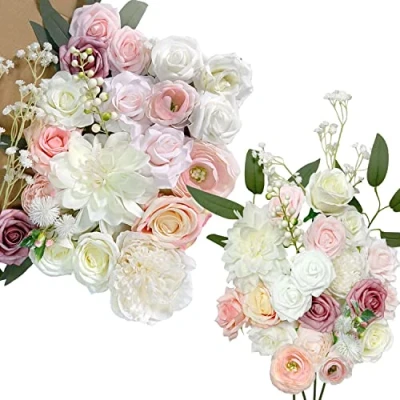 Image of OrgMemory Artificial Flowers, Foam Fake Combo Box Set, Flowers with Stems, for DIY Floral Arrangements Bouquets Wedding Party Home Baby Shower Decor (Delicate Blush)