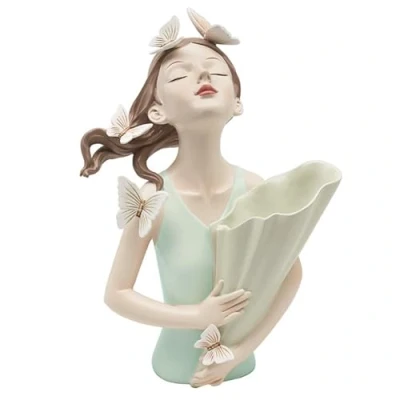 Image of L &amp; P Home Gifts Figurine, Papillon Chic Vase Green 32cm, One Size