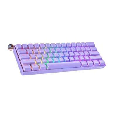 Image of Geeky GK61 SE 60% Mechanical Gaming Keyboard 61 Keys Multi Color RGB LED Backlit for PC/Mac Gamer ANSI US American Layout (Lavender, Black)