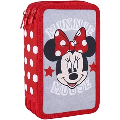 Image of CERDÁ LIFE&#039;S LITTLE MOMENTS Minnie Mouse 3 Compartment School Pencil Case for Girls Official Disney Licence, Multicoloured, 12.5 X 19.5 6.5 CM, Classic