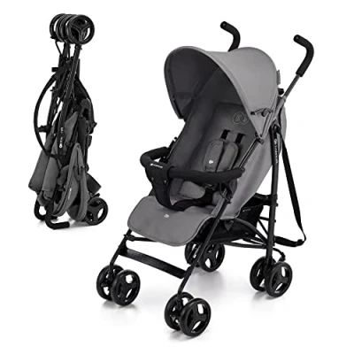 Image of Kinderkraft TIK Lightweight Stroller, Baby Pushchair, Travel Buggy, Easy Folding and Transport, Ajustable Backrest, from 6 Months up to 17kg, Gray