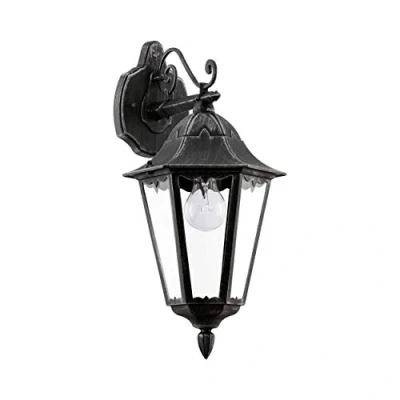 Image of Eglo 93456 NAVEDO Exterior Wall Light in Black and Silver Patina