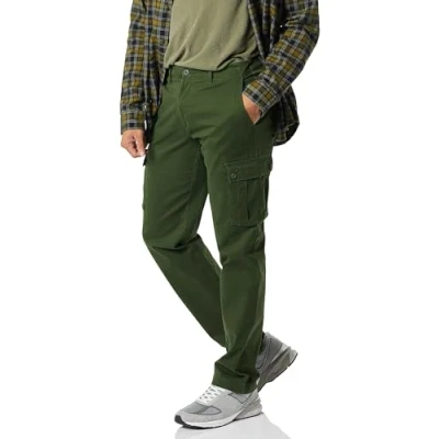 Image of Amazon Essentials Men&#039;s Straight Fit Stretch Cargo Trouser (Available in Big &amp; Tall), Dark Olive, 29W / 29L