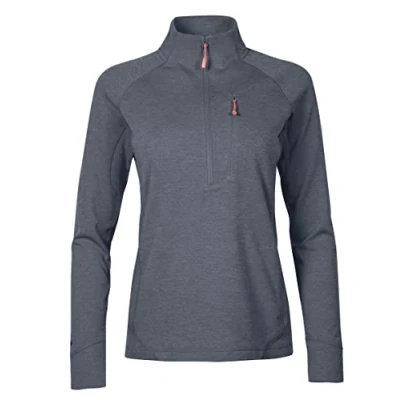 Image of Rab Women&#039;s Nexus Pull on Midlayer Fleece Top Light Weight Stretch 3/4 Zipped Front Chest Pocket Steel