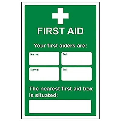 Image of Vsafety 31029AU S&#039;First Aid/First Aiders/Location&#039; Sign, 200 mm x 300 (Pack of 3)