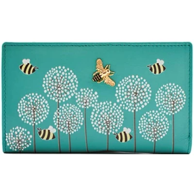 Image of Mala Leather Moonflower Compact Bee Purse 3554 56 (Turquoise)
