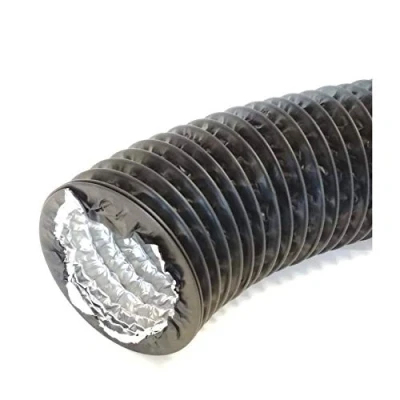 Image of Multi Layered Flexible Duct Hose 125mm / 3m PVC Wire Reinforced Vent Pipe, Black and White (White)