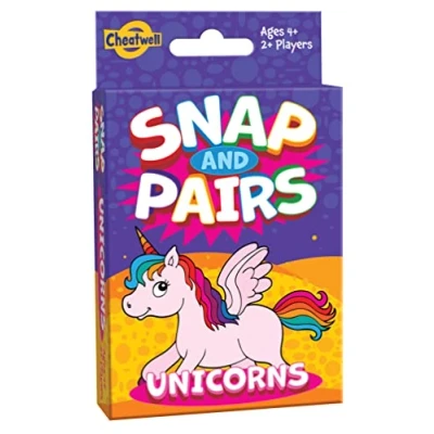 Image of Cheatwell Games Snap + Pairs Unicorn Card Game Classic Fun Of With A Memory For Ages 4 And Over, Red