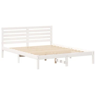 Image of vidaXL with Headboard White 150 x 200 cm Solid pine wood
