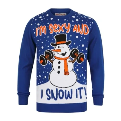 Image of Tokyo Laundry Men&#039;s Snow It Motif Novelty Christmas Jumper Limoges Blue M
