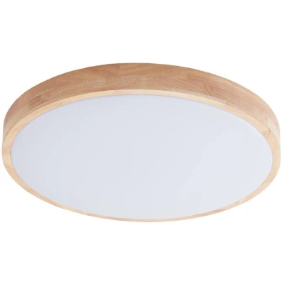 Image of Lindby Smart LED ceiling light Innes wood Ø39cm RGB CCT Tuya