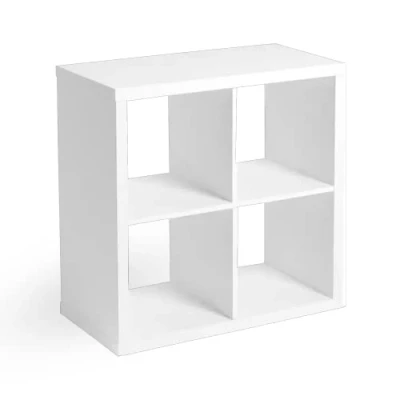Image of HSD KALLAX Shelving Unit White, Square Large Storage Solution Perfect For Basket or Boxes, Cube Unit, Home, Office Furniture, Expedit Bookcase 4 Shelves, 77x77 CM