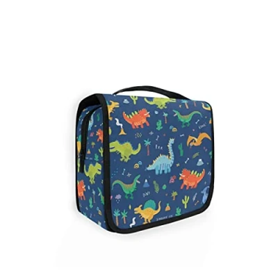 Image of Moyyo Cute Jungle Dinosaurs Animal Toiletry Bag Travel Wash Organised Hanging Gym Camping Portable Cosmetic Organiser for Women Girls Kids