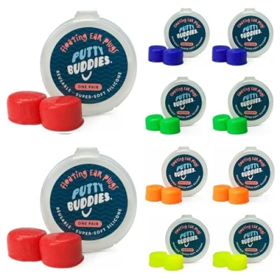 Image of Putty Buddies Floating Earplugs for Swimming &amp; Bathing (Invented by Physician) Keep Water Out (10 Pair) Assorted