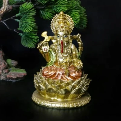 Image of BangBangDa Hindu God Lord Ganesha Statue India Idol Ganesh Figurine Indian Home Office Mandir Temple Pooja Item Diwali Gifts Puja Product Altar Shrine Yoga Room Medietation Decor