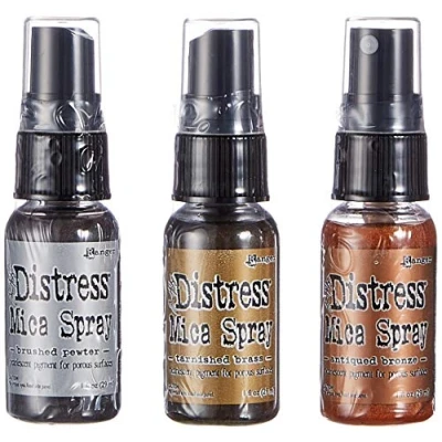 Image of Tim Holtz RGRRMTK.47964 Ranger Distress Mica Sprays 1oz ,, Copper, Pewter, Bronze