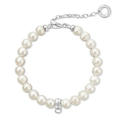 Image of Thomas Sabo Women Charm Bracelet Freshwater Pearl Club 925 Sterling Silver X0225 082 14 L18,5V