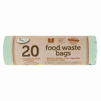 Image of MantraRaj Food Waste Bags 100% Compostable Biodegradable Bin Liners Eco Friendly Caddy 5L 20 Counts for Kitchen, Bathroom, Bedroom, Office, Car