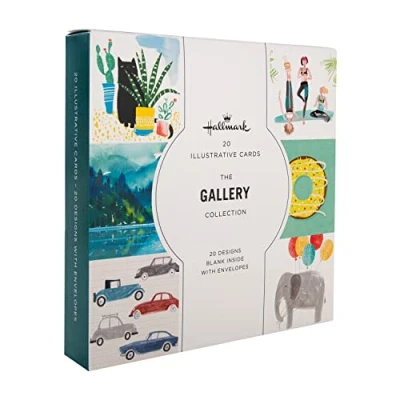 Image of Hallmark Gallery Blank Illustrated Cards Multipack of 20 in Contemporary Designs